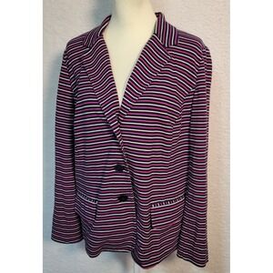 Talbot's Cardigan Sweater‎ 2X Striped Women's Button Front Long Sleeve 0705